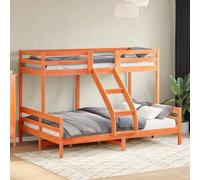 Runheo Lit superposé en Bois Massif pin Marron ciré 80x200/140x200 cm Cadre de lit Compact Stable pour Chambre Espace limité avec Garde-Corps sécurité Enfants