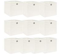 Runheo Lot de 10 boîtes de rangement blanches - 32 x 32 x 32 cm - En tissu - Pliable - Pour armoire, étagère, tiroir, gain de place - Empilables - Pour cuisine, salle de bain, chambre à coucher