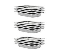 Runheo Lot de 12 récipients gastronorm GN 1/4 40 mm en acier inoxydable empilables pour bain Marie, Chafing Dish, chauffe-plats, buffet, restauration, restauration, restaurant, hôtel, fête