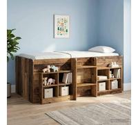 Runheo Lot de 2 armoires de lit en bois vieilli, 66 x 33 x 48 cm, avec 4 étagères, commode polyvalente, idéale comme buffet, buffet, vitrine pour chambre à coucher, salon, couloir et bureau