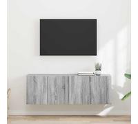 Runheo Lot de 2 armoires murales flottantes en bois Sonoma gris, 59,5 x 31 x 40 cm, pour salon, centre de divertissement moderne, peu encombrant