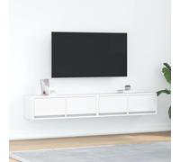 Runheo Lot de 2 armoires TV blanches 80 x 31 x 25,5 cm, matériau en bois, montage mural, espace de rangement pour salon, chambre à coucher, médias, électronique grand public, durable