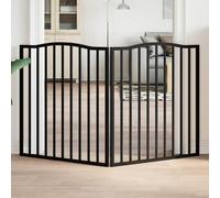 Runheo Lot de 2 barrières pour chien pliables - Noir - 160 cm - En bois de peuplier - Protection pour petits chiens - Pour le salon, la cuisine, les escaliers - Zone sûre pour animaux domestiques