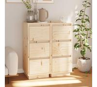 Runheo Lot de 2 buffets, 32 x 34 x 75 cm, en pin massif non traité, multi-usages, avec portes, espace de rangement pour salon, couloir, cuisine, style maison de campagne