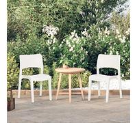 Runheo Lot de 2 chaises de jardin en polypropylène, empilables, blanches, 50 x 51 x 82 cm, chaises de terrasse légères, pour balcon, jardin et salle à manger, résistantes aux UV