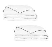 Runheo Lot de 2 couettes d'hiver en duvet avec housse en microfibre 140 x 200 cm, respirantes et chaudes, lavables jusqu'à 40 °C, avec garnissage en plumes de canard pour un confort de sommeil