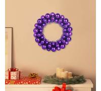 Runheo Lot de 2 couronnes de boules de Noël - Violet - 33 x 33 x 7 cm - En polystyrène - Décoration d'intérieur et d'extérieur - Pour l'Avent et l'hiver - Décoration festive