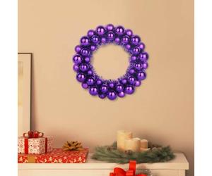Runheo Lot de 2 couronnes de boules de Noël - Violet - 33 x 33 x 7 cm - En polystyrène - Décoration d'intérieur et d'extérieur - Pour l'Avent et l'hiver - Décoration festive