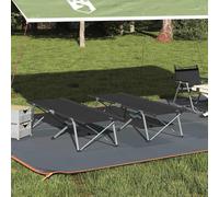 Runheo Lot de 2 lits de bataille pliants en acier Oxford, noir, portable, compact, stable, pour extérieur, jardin, plage, festival, randonnée et trekking