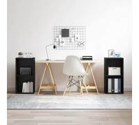 Runheo Lot de 2 meubles TV - Aspect chêne noir - 37 x 35 x 72 cm - Montage mural - En bois - Pour salon - Design moderne