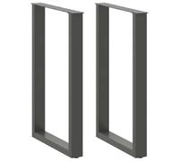 Runheo Lot de 2 pieds de table de bar en forme de U anthracite - En acier - 60 x 90-91 cm - Avec pieds de nivellement réglables - Cadre de table stable - Pour table à manger, table basse, bureau