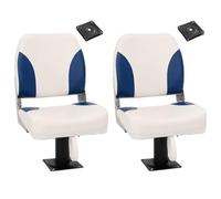 Runheo Lot de 2 sièges de bateau avec pied pivotant à 360 degrés, cadre en aluminium, dossier pliable, capacité de charge de 100 kg, pour voilier, yacht, catamaran, dinghy, pont, cockpit, port