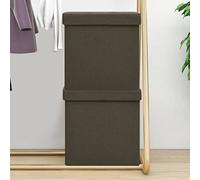 Runheo Lot de 2 tabourets avec espace de rangement - Marron foncé - Aspect lin - 38 x 38 x 38 cm - Pliable - Rembourré - Peu encombrant - Pour cuisine, salle à manger, balcon, bureau et utilisation en