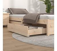 Runheo Lot de 2 tiroirs de lit en pin massif 95 x 93 x 18 cm pour cadre de lit, chambre à coucher, espace de rangement sous lit double, lit simple, lit capitonné, lit à sommier tapissier