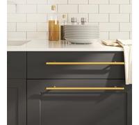Runheo Lot de 20 poignées de meubles en acier inoxydable doré - Espacement des trous de 320 mm - 400 x 32 mm - En forme de T - Pour armoire, tiroir, commode, cuisine, salle de bain, salon, avec vis à