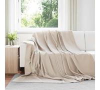 Runheo Lot de 24 couvertures beige - 240 x 220 cm - Polaire douce et moelleuse - Respirante - Pour canapé, lit, salon, dormir et camping - Jeté polyvalent pour chaleur et confort