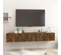 Runheo Lot de 3 armoires murales flottantes en bois de chêne fumé pour salon et chambre à coucher, centre de divertissement moderne, 60 x 30 x 30 cm