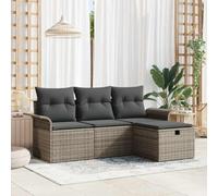 Runheo Lot de 4 canapés de jardin avec coussins en rotin synthétique modulaire résistant aux UV et aux intempéries Noir avec compartiments de rangement pour terrasse et balcon