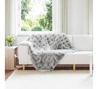 Runheo Lot de 4 couvertures antidérapantes en fausse fourrure de lapin gris, 130 x 150 cm, couverture douce pour canapé, lit, salon, respirante, chaude et moelleuse pour se blottir et se réchauffer