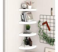 Runheo Lot de 4 étagères d'angle coulissantes en MDF - 25 x 25 x 3,8 cm - Design panneau en nid d'abeille - Pour livres, objets de collection, décoration, étagères flottantes pour mur - Blanc