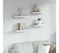 Runheo Lot de 4 étagères murales flottantes en marbre blanc, 50 x 23,5 x 4 cm, pour salon, chambre à coucher, cuisine, salle de bain, design moderne, montage mural