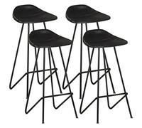 Runheo Lot de 4 tabourets de Bar Noirs en Cuir véritable avec Repose-Pied Hauteur réglable Style Industriel Moderne pour Cuisine Salon comptoir Salle à Manger