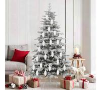 Runheo Lot de 40 boules de pommes de pin de Noël en plastique blanc - 4 cm x 9 cm - Décoration d'arbre - Pendentif pour sapin de Noël - Avent - Hiver - Décoration intérieure et extérieure protégée