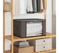 Runheo Lot de 6 boîtes de rangement avec fenêtre latérale transparente grise, pliables et respirantes, en tissu non tissé, 60 x 43 x 35 cm, avec double fermeture éclair, poignées pratiques