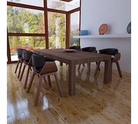 Runheo Lot de 6 chaises de salle à manger, en bois bug et cuir synthétique, noir/marron, 59,5 x 51 x 72 cm, design ergonomique pour cuisine et salle à manger