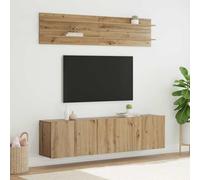Runheo Lot de 6 unités TV murales - En bois de chêne artisanal - 60 x 30 x 41 cm - Centre de divertissement moderne pour salon, chambre à coucher, espace de rangement multifonction