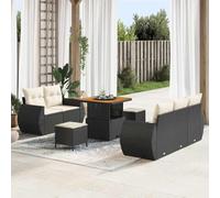 Runheo Lot de 8 canapés de jardin modulaires en rotin synthétique noir crème pour terrasse et jardin, résistants aux UV, avec compartiments de rangement, résistants aux intempéries, pour le printemps