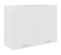 Runheo Lyon Armoire suspendue, en bois blanc, 80 x 31 x 60 cm, avec deux portes et étagères, espace de rangement pour cuisine et salle à manger, armoire polyvalente pour garde-manger et bar à café