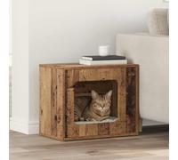 Runheo Maison pour chat en bois vieilli 51 x 30 x 42,5 cm, refuge d'intérieur avec construction stable, idéale comme arbre à chat et arbre à escalade, offre un espace de jeu et de repos pour les chats