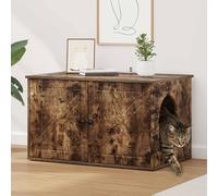 Runheo Maison pour chat en chêne fumé - 85 x 55 x 50,5 cm - Intérieur avec kit de montage pour un refuge confortable comme meuble à griffer, arbre à grimper et lieu de repos