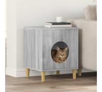 Runheo Maison pour chat gris sonoma 42,5 x 40 x 53 cm - En bois - Refuge d'intérieur avec construction stable - Surface de couchage confortable - Meubles de jeu et griffoir pour chats
