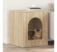 Runheo Maison pour chat Sonoma en bois 53 x 52 x 62 cm Arbre à chat d'intérieur avec fonction meuble à griffer, entretien des griffes, couchage et cachette pour escalade, jeux et repos