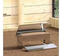 Runheo Mangeoire à pédale en Acier Argent pour Poules, capacité 5 kg, Convient pour intérieur extérieur, Distribution Automatique de Nourriture, résistant aux intempéries, Facile à Nettoyer