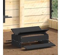 Runheo Mangeoire à pédale pour Poules Noir 75 x 53 x 20,5 cm en Acier Robuste Résistante aux intempéries avec capacité de 10 kg pour Alimentation intérieure extérieure