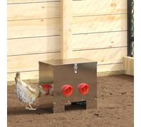 Runheo Mangeoire à poules argentée en acier galvanisé 40,5 x 25 x 38 cm - Mangeoire pour poules avec capacité de 20 kg - Sécurité du couvercle et montage facile