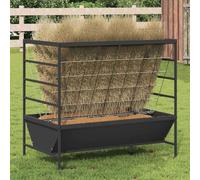 Runheo Mangeoire pour Animaux Noir 100 x 60 x 90 cm en Acier Robuste résistante aux intempéries pour Alimentation de bétail, Chiens, Chats, Lapins, avec capacité de 15 kg