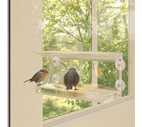Runheo Mangeoires à Oiseaux de fenêtre en Acrylique Transparent 30x12x15 cm Lot de 2 avec ventouses pour Observation et nourrissage extérieur Jardin Balcon terrasse ou fenêtre