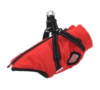 Runheo Manteau pour chien avec harnais rouge L36 imperméable et réfléchissant, doublé en polaire, polyester et non tissé, fermeture éclair, pour l'hiver, l'automne, la neige, l'extérieur