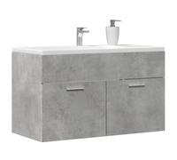Runheo Meuble de lavabo à suspendre en matériau dérivé du bois avec espace de rangement, résistant à l'humidité, pour salle de bain, facile d'entretien, durable, gris béton, 90 x 38,5 x 46 cm