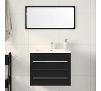 Runheo Meuble de lavabo - Aspect chêne noir - 60 x 38,5 x 48 cm - En bois robuste - Design élégant - Beaucoup d'espace de rangement pour salle de bain - Meuble bas facile d'entretien