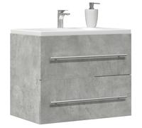 Runheo Meuble de lavabo gris béton 60 x 38,5 x 48 cm en matériau dérivé du bois, résistant à l'humidité, design peu encombrant pour salle de bain, meuble de salle de bain, facile d'entretien, idéal