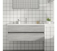 Runheo Meuble de lavabo gris Sonoma - 100 x 38,5 x 45 cm - En matériau dérivé du bois - Montage mural - 1 tiroir - Résistant à l'humidité - Pour salle de bain