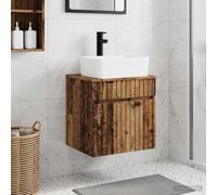 Runheo Meuble lavabo Mural en Bois d'ingénierie Ancien 49 x 41 x 63 cm avec tiroir Rangement Suspendu pour Salle de Bain, et aménagement intérieur Moderne