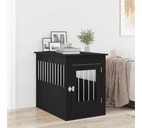 Runheo Meuble pour Cage à Chien en chêne Noir Robuste 55 x 80 x 68 cm Bois d'ingénierie, Refuge extérieur intérieur avec Porte verrouillable, pour Repos