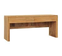 Runheo Meuble TV 100 x 35 x 45 cm, bois massif teck, style colonial, avec 2 tiroirs, pour salon, centre de divertissement, robuste