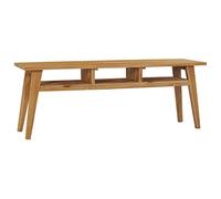 Runheo Meuble TV 120 x 35 x 45 cm, en teck massif, style colonial, avec 3 compartiments ouverts, pour salon, chambre à coucher, centre de divertissement robuste